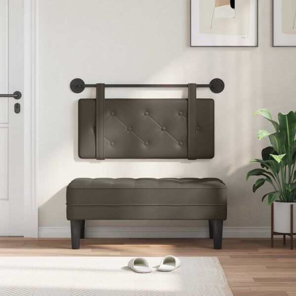 vidaXL Z&aacute;věsn&aacute; čeln&iacute; deska N&aacute;stěnn&yacute; &Scaron;ed&yacute; 90 cm Uměl&aacute; kůže