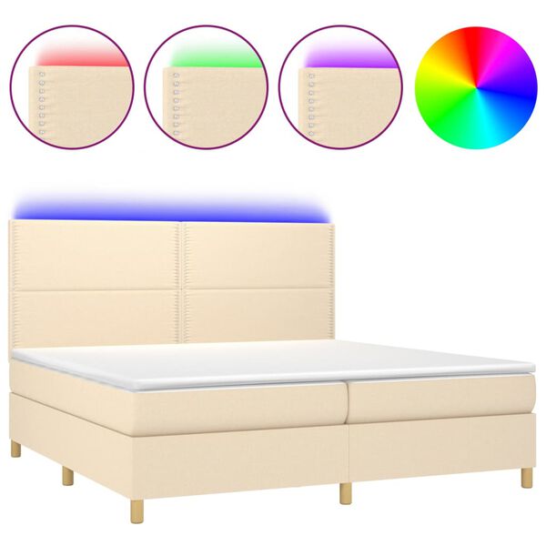 vidaXL Box spring postel s matrac&iacute; a LED kr&eacute;mov&aacute; 200x200 cm textil