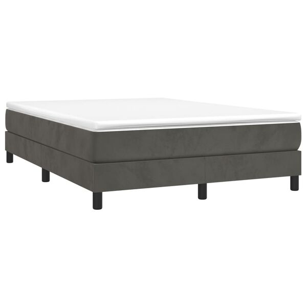 vidaXL Box spring postel s matrac&iacute; tmavě &scaron;ed&yacute; 140 x 190 cm samet