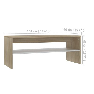 vidaXL Konferenční stolek bílý a dub sonoma 100x40x40 cm dřevotříska