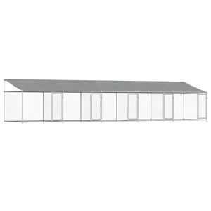 vidaXL Klec pro psy se střechou a dv&iacute;řky &scaron;ed&aacute; 10x2x2m pozinkovan&aacute; ocel