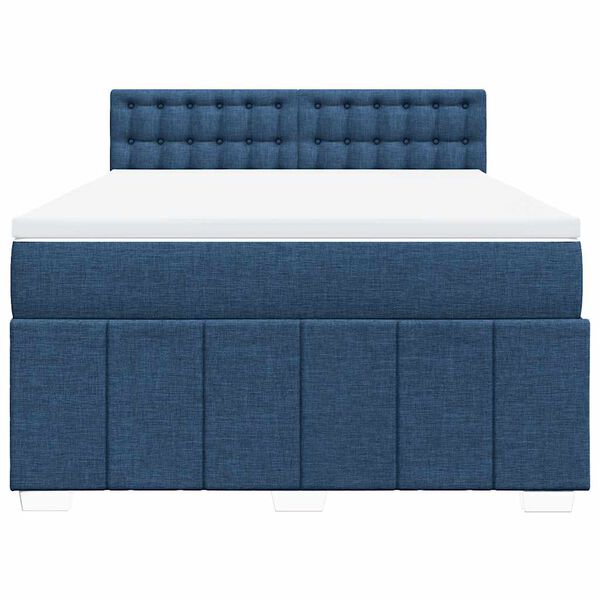 vidaXL Box spring postel s matrac&iacute; modr&aacute; 140x190 cm textil