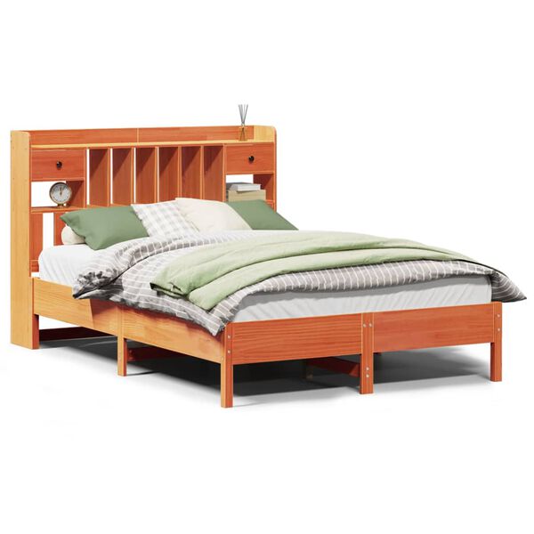 vidaXL Postel s knihovnou bez matrace 140 x 190 cm masivn&iacute; borovice