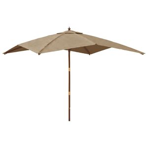 vidaXL Zahradn&iacute; slunečn&iacute;k s dřevěnou tyč&iacute; taupe 300 x 300 x 273 cm