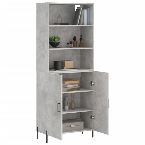 vidaXL Skř&iacute;ň highboard betonově &scaron;ed&aacute; 69,5x34x180 cm kompozitn&iacute; dřevo