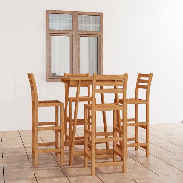 vidaXL 5dílný zahradní barový set masivní akáciové dřevo