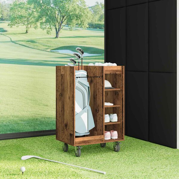 vidaXL Golfov&aacute; skř&iacute;ň s kolem Jednobarevn&yacute; Star&eacute; dřevo 65 x 45 x 98 cm