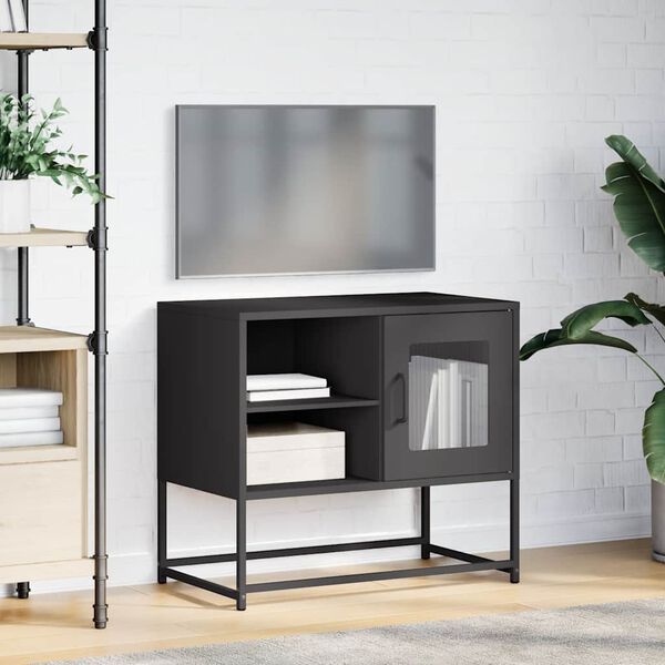 vidaXL TV skříňka černá 68 x 39 x 60,5 cm ocel