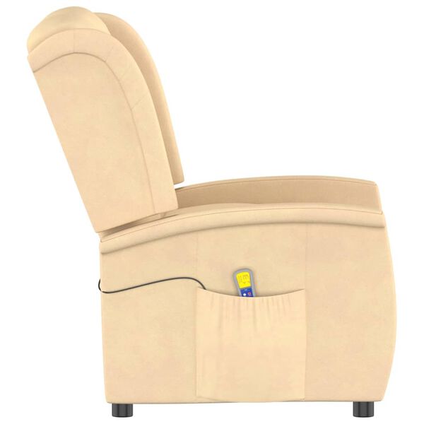 vidaXL 2místné masážní polohovací křeslo krémové látka z mikrovlákna