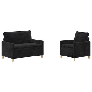 vidaXL Set pohovek 2 ks Čern&aacute; Polyester