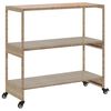 vidaXL Barový vozík 3patrový béžový polyratan a masivní akáciové dřevo