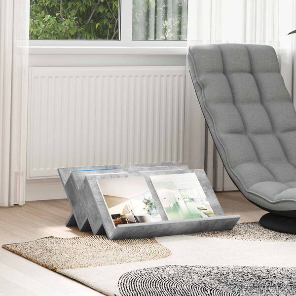 vidaXL Reg&aacute;l na časopisy s polic&iacute; Betonově &scaron;ed&aacute; 65 x 53 x 28,5 cm