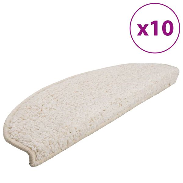vidaXL Schodov&eacute; rohože 10 ks 65 x 21 x 4 cm b&iacute;l&eacute;, půlkulat&eacute;, velk&eacute;