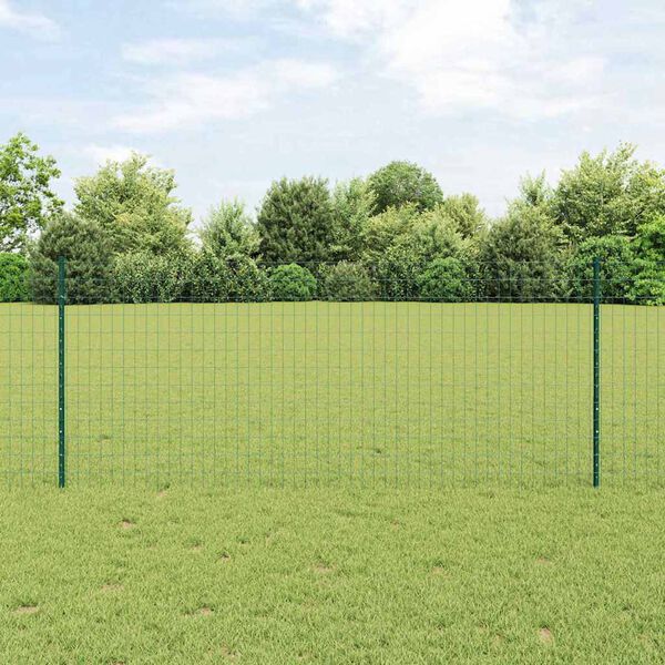 vidaXL Plot s sloupkem Zelen&aacute; 1 x 10 m Ocel a PVC