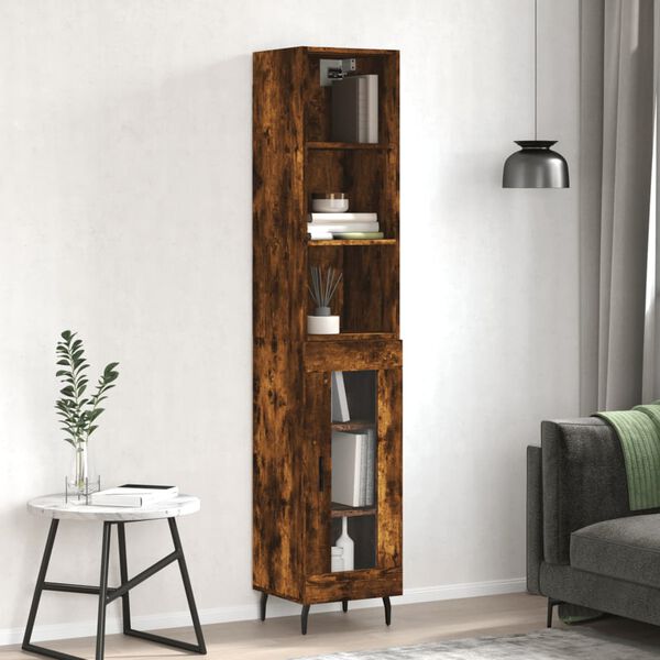 vidaXL Skř&iacute;ň highboard kouřov&yacute; dub 34,5 x 34 x 180 cm kompozitn&iacute; dřevo