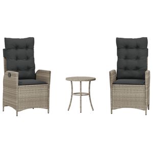 vidaXL 3d&iacute;ln&yacute; bistro set s podu&scaron;kami světle &scaron;ed&yacute; polyratan