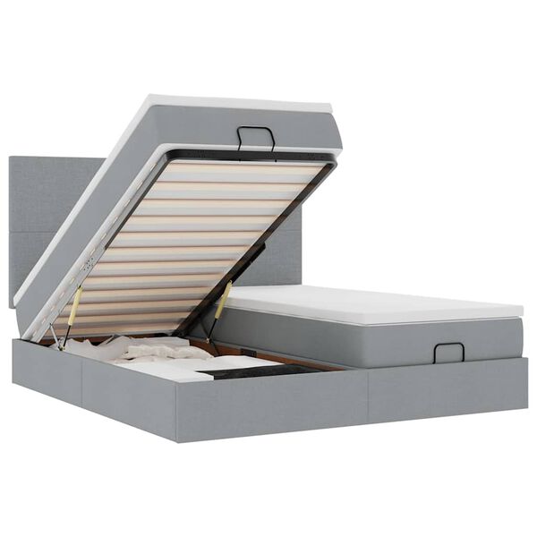 vidaXL Osmansk&yacute; r&aacute;m postele s matrac&iacute; světle &scaron;ed&aacute; 160x200cm textil