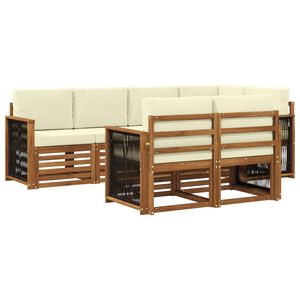 vidaXL Rohov&aacute; sofa sada s pol&scaron;t&aacute;řem 6 pcs Přirozen&aacute; a Kr&eacute;mov&aacute;