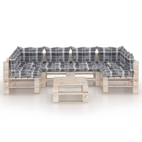 vidaXL 7d&iacute;ln&aacute; zahradn&iacute; sedac&iacute; souprava z palet s podu&scaron;kami borovice