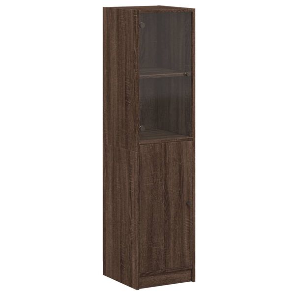 vidaXL Highboard se skleněn&yacute;mi dv&iacute;řky hněd&yacute; dub 35 x 37 x 142 cm