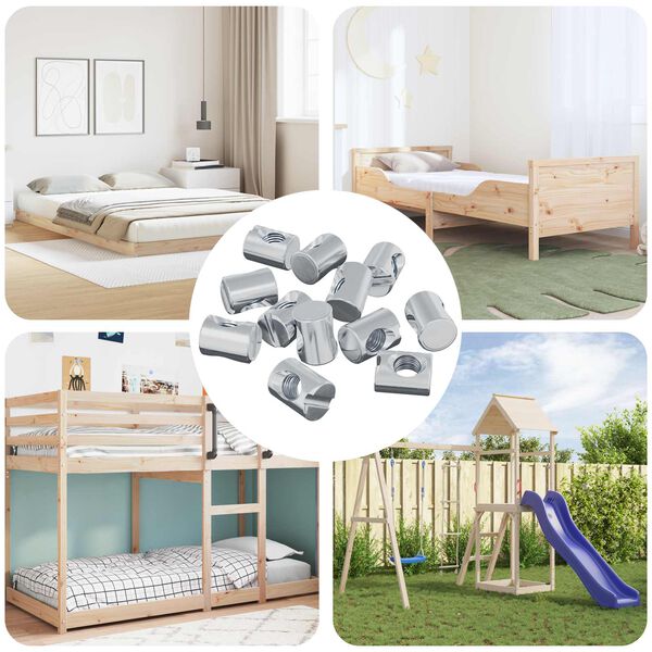 vidaXL Plechov&eacute; matice 3462 pcs Stř&iacute;brn&aacute; M6 x 13 mm Kov