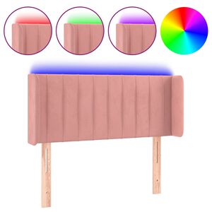 vidaXL Čelo postele s LED růžov&eacute; 83 x 16 x 78/88 cm samet