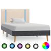 vidaXL R&aacute;m postele s LED světlem kr&eacute;mov&yacute; a tmavě &scaron;ed&yacute; textil 100x200cm