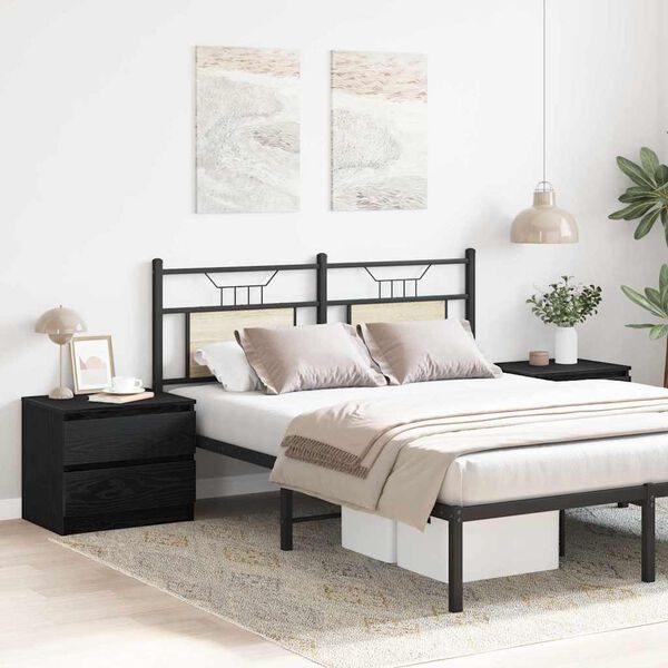 vidaXL Nočn&iacute; skř&iacute;ňka se z&aacute;suvkou 2 pcs Čern&yacute; dub 50 x 40 x 43,5 cm