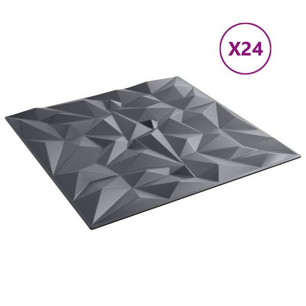 vidaXL N&aacute;stěnn&eacute; panely 24 pcs Ametystov&aacute; &scaron;ed&aacute; 50 x 50 cm XPS pěna