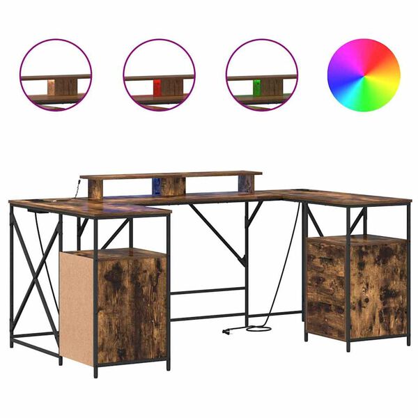 vidaXL Stůl s policí Kouřový dub 182 x 101 x 87,5 cm kompozitní dřevo