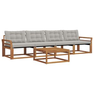 vidaXL Venkovn&iacute; pohovkov&aacute; souprava 5 pcs Př&iacute;rodn&iacute; a světle &scaron;ed&aacute;