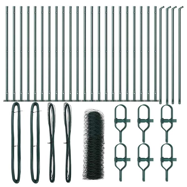 vidaXL Plotov&yacute; sloupek. Zelen&aacute; 50 x 1 m (50 mm s&iacute;ť) Ocel a PVC