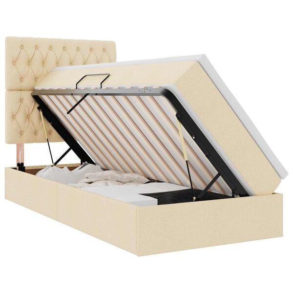 vidaXL Postel s &uacute;ložn&yacute;m prostorem a LED osvětlen&iacute;m Kr&eacute;mov&aacute; 90 x 190 cm