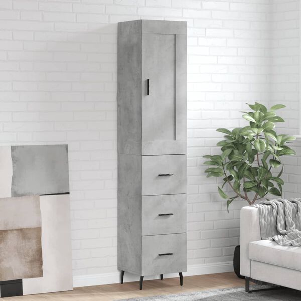 vidaXL Skříň highboard betonově šedá 34,5x34x180 cm kompozitní dřevo