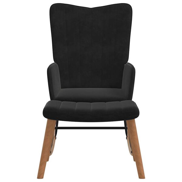 vidaXL Houpac&iacute; křeslo se stoličkou čern&eacute; samet