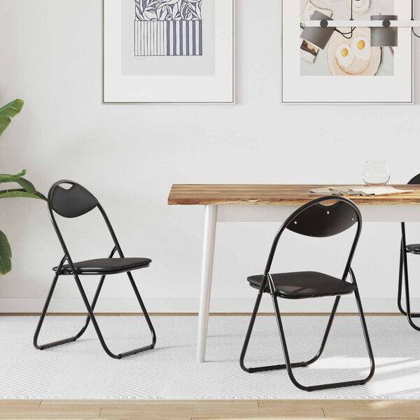 vidaXL Skl&aacute;dac&iacute; židle 2 pcs Čern&yacute; 48 x 43,5 x 81 cm Uměl&aacute; kůže