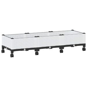 vidaXL Zahradn&iacute; truhl&iacute;k s kolečky B&iacute;l&aacute; 120 x 40 x 33 cm PP
