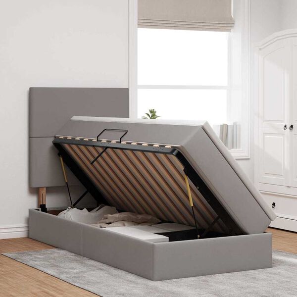 vidaXL Postel s &uacute;ložn&yacute;m prostorem a LED osvětlen&iacute;m Taupe 90 x 190 cm