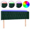 vidaXL Čelo postele s LED tmavě zelen&eacute; 147 x 16 x 78/88 cm samet