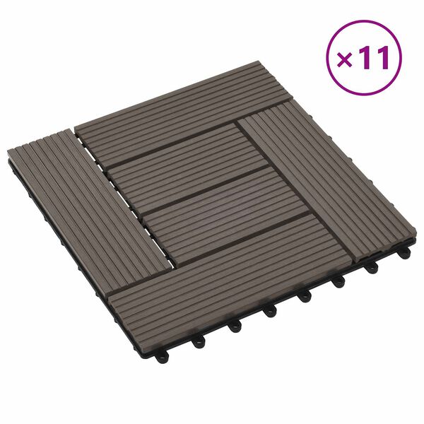 vidaXL Dlažba na terasu 11 pcs Tmavě hněd&aacute; 30 x 30 cm Dřevoplast