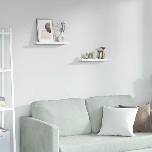 vidaXL N&aacute;stěnn&aacute; polička s polic&iacute; 2 pcs B&iacute;l&yacute; mramor 40 x 9 x 3 cm