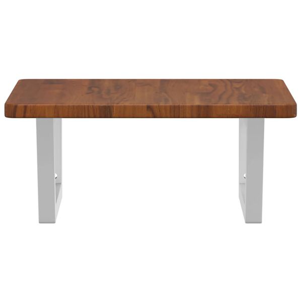 vidaXL Deska pod umyvadlo n&aacute;stěnn&aacute; ocel a masivn&iacute; dubov&eacute; dřevo