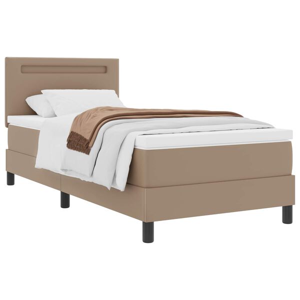 vidaXL Postel s boxspringem s čelo Cappuccino 90 x 190 cm Uměl&aacute; kůže