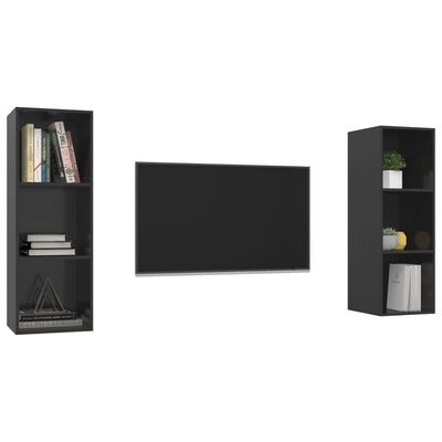 vidaXL Nástěnné TV skříňky 2ks černé s vysokým leskem kompozitní dřevo