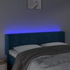 vidaXL Čelo postele s LED tmavě modr&eacute; 147 x 16 x 78/88 cm samet