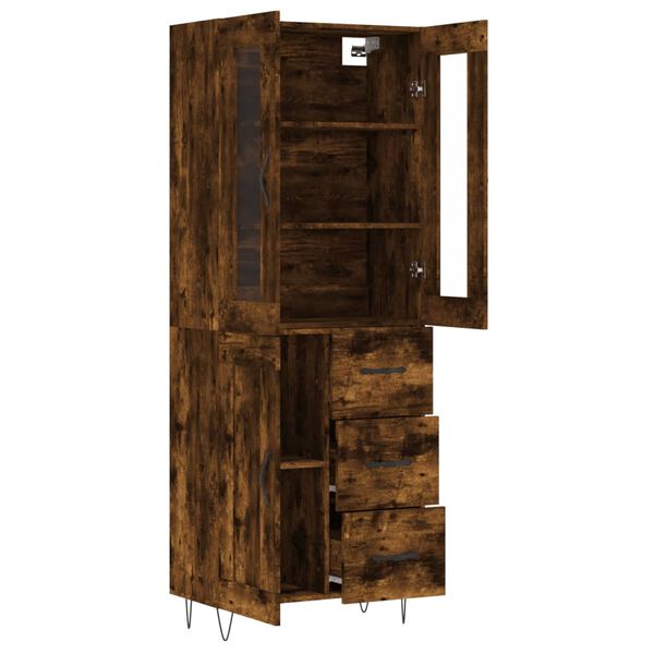 vidaXL Skř&iacute;ň highboard kouřov&yacute; dub 69,5 x 34 x 180 cm kompozitn&iacute; dřevo