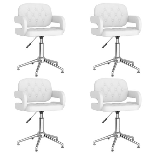 vidaXL Otočn&eacute; j&iacute;deln&iacute; židle 4 ks b&iacute;l&eacute; uměl&aacute; kůže