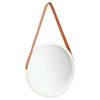 vidaXL Nástěnné zrcadlo s popruhem 40 cm bílé