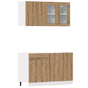 vidaXL 4d&iacute;ln&aacute; sada kuchyňsk&yacute;ch skř&iacute;něk "Lyon" Artisan Dub, dřevěn&eacute; podlahy