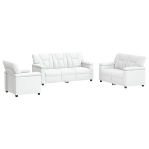vidaXL Set pohovek 3 pcs B&iacute;l&aacute; Uměl&aacute; kůže